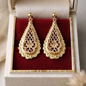 Elegant 14k Two Tone Gold Earrings